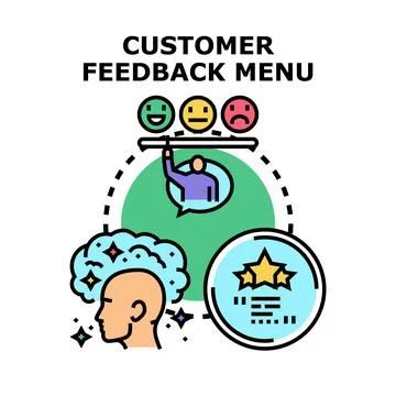 Customer feedback menu collecting user review data Stock Illustration
