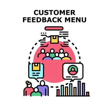 Customer feedback menu system analyzing user opinions Illustrazione stock
