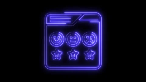 Customer feedback neon interface graphic with smiley faces and star ratings Stock Footage 322992777