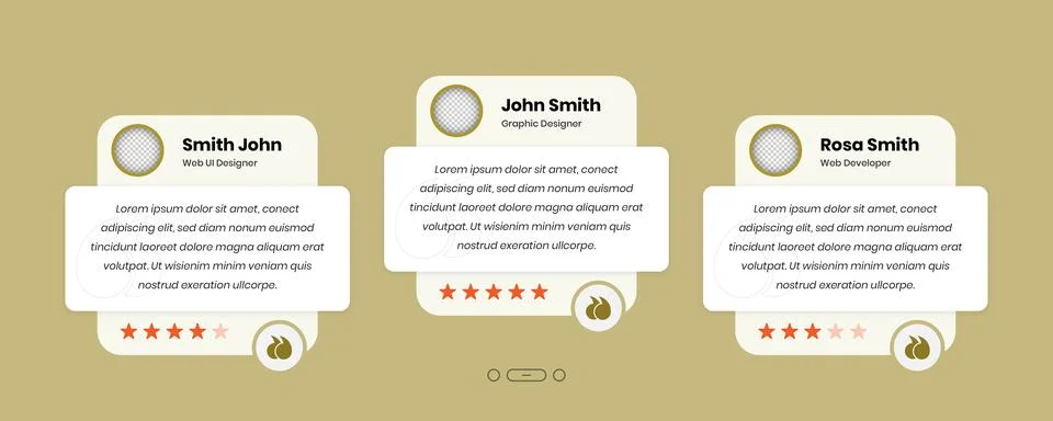 Customer feedback or client review card elements for interface design Stock Illustration