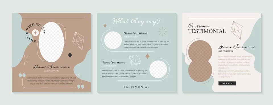 Customer feedback or client testimonial design post template for social media Stock Illustration