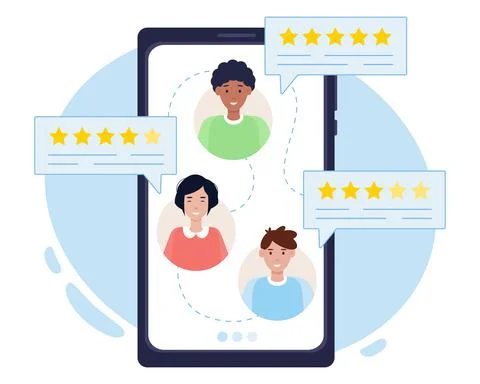 Customer feedback page on a smartphone screen Stock Illustration