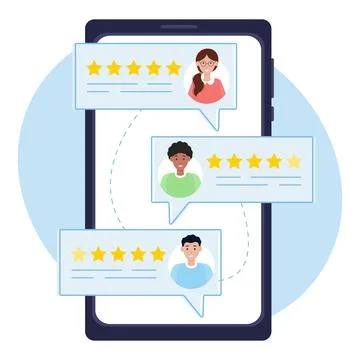Customer feedback page on a smartphone screen Stock Illustration