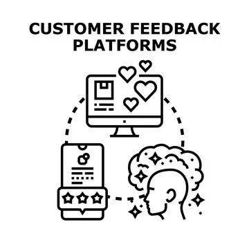 Customer feedback platforms collecting online reviews Stock Illustration
