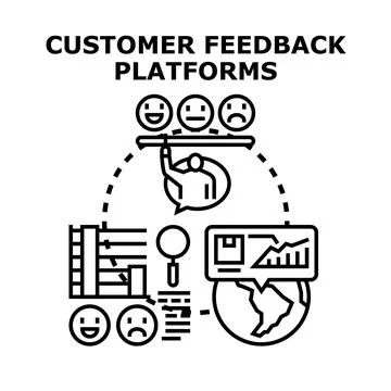 Customer feedback platforms gathering user experience data Stock Illustration