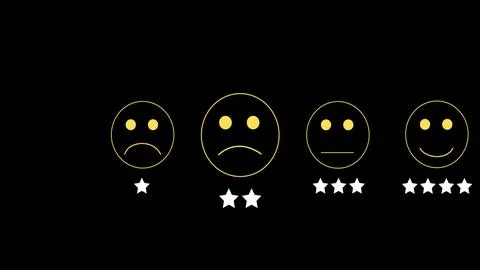 Customer feedback rating scale with emoticon faces and star levels Stock Illustration