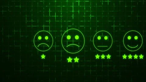 Customer feedback rating scale with emoticon faces and star levels on a gri.. Stock Illustration