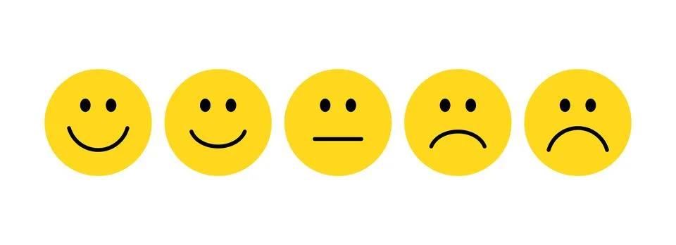 Customer Feedback Rating Scale Emoticon Set Vector Stock Illustration