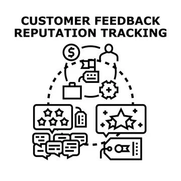 Customer feedback reputation tracking concept illustration Stock Illustration