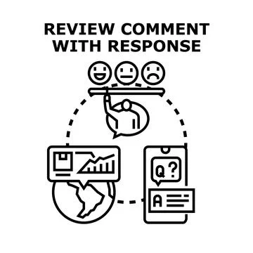 Customer feedback review with online response communication Stock Illustration
