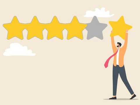 Customer feedback with star rating, user experience or client satisfaction Stock Illustration