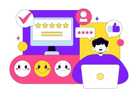 Customer Feedback Vector Illustration With Rating Stars Review System, User.. Illustrazione stock
