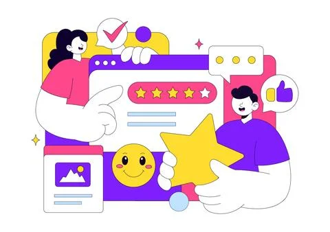 Customer Feedback Vector Illustration With Rating Stars Review System, User.. Ilustración de archivo
