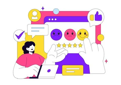 Customer Feedback Vector Illustration With Rating Stars Review System, User.. Stock Illustration