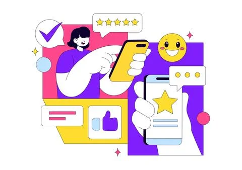 Customer Feedback Vector Illustration With Rating Stars Review System, User.. Stock Illustration