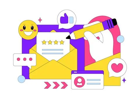 Customer Feedback Vector Illustration With Rating Stars Review System, User.. イラスト素材