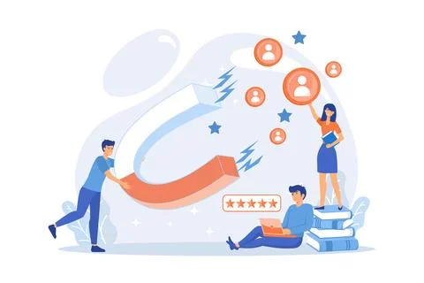 Customer feedbacks analyzing, likes farming. Lead generation. Satisfaction .. Stock Illustration