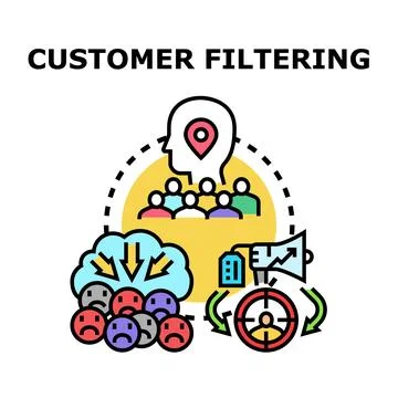 Customer filtering process targeting ideal audience segmentation Stock Illustration