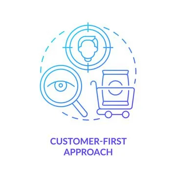Customer first approach blue gradient icon Illustrazione stock