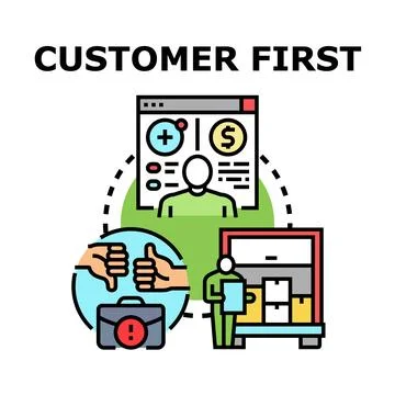 Customer first concept ensuring service quality and satisfaction Stock Illustration