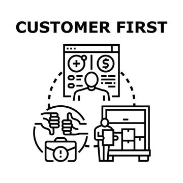 Customer first concept ensuring service quality and satisfaction Stock Illustration