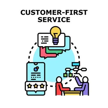Customer first service concept developing business strategy Stock Illustration