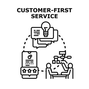 Customer first service concept developing business strategy Stock Illustration