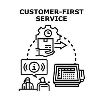 Customer first service process delivering support and satisfaction Stock Illustration