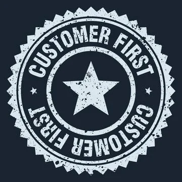 Customer first white grunge round stamp. customer first stamp Stock Illustration