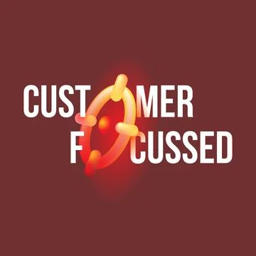 Customer focus. 3D target icon with text along. vector illustration Stock Illustration