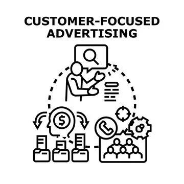 Customer focused advertising strategy planning marketing campaign Stock Illustration