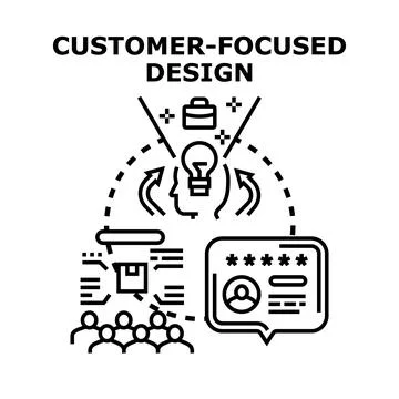 Customer focused design process with user feedback loop 스톡 일러스트