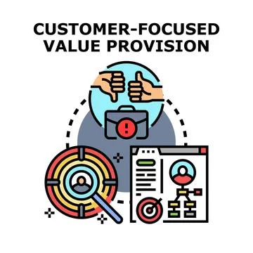 Customer focused value provision strategy concept Stock Illustration