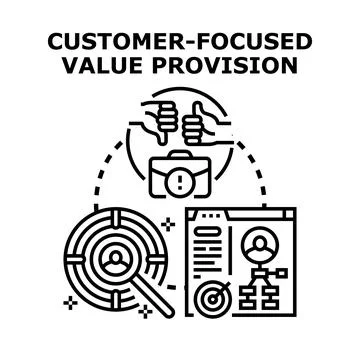 Customer focused value provision strategy concept Stock Illustration