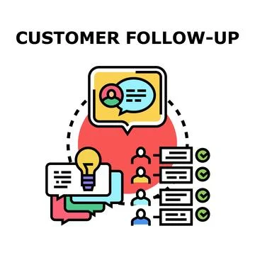 Customer follow up process engaging with client feedback Ilustración de archivo