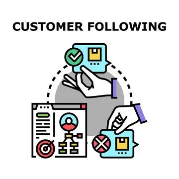 Customer following management tracking client experience Stock Illustration