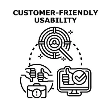 Customer friendly usability concept with user experience focus Stock Illustration