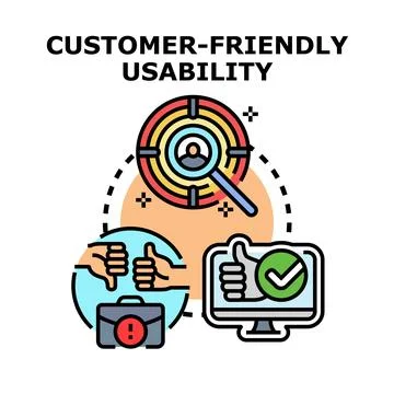 Customer friendly usability concept with user experience focus Illustrazione stock