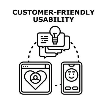 Customer friendly usability creating positive user experience Stock Illustration