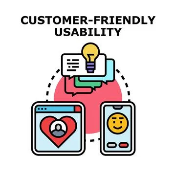 Customer friendly usability creating positive user experience Stock Illustration