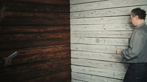 The customer gives instructions to the Builder Stock Footage 88677733