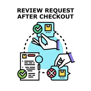 Customer giving feedback after online purchase checkout Stock Illustration