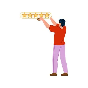 Customer giving five star feedback and excellent review Stock Illustration