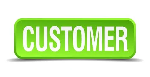 Customer green 3d realistic square isolated button Ilustración de archivo