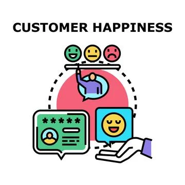 Customer happiness and satisfaction feedback rating concept Stock Illustration
