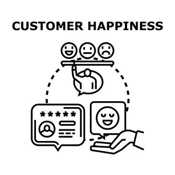 Customer happiness and satisfaction feedback rating concept Stock Illustration