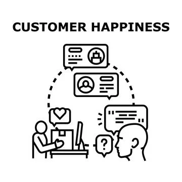 Customer happiness concept with feedback and satisfaction Stock Illustration