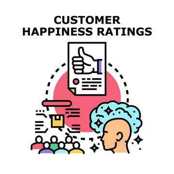 Customer happiness ratings improving satisfaction and feedback Stock Illustration
