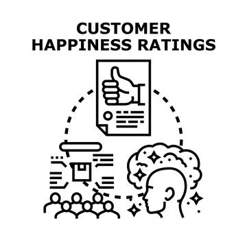 Customer happiness ratings improving satisfaction and feedback Stock Illustration