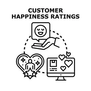 Customer happiness ratings vector concept illustration Stock Illustration